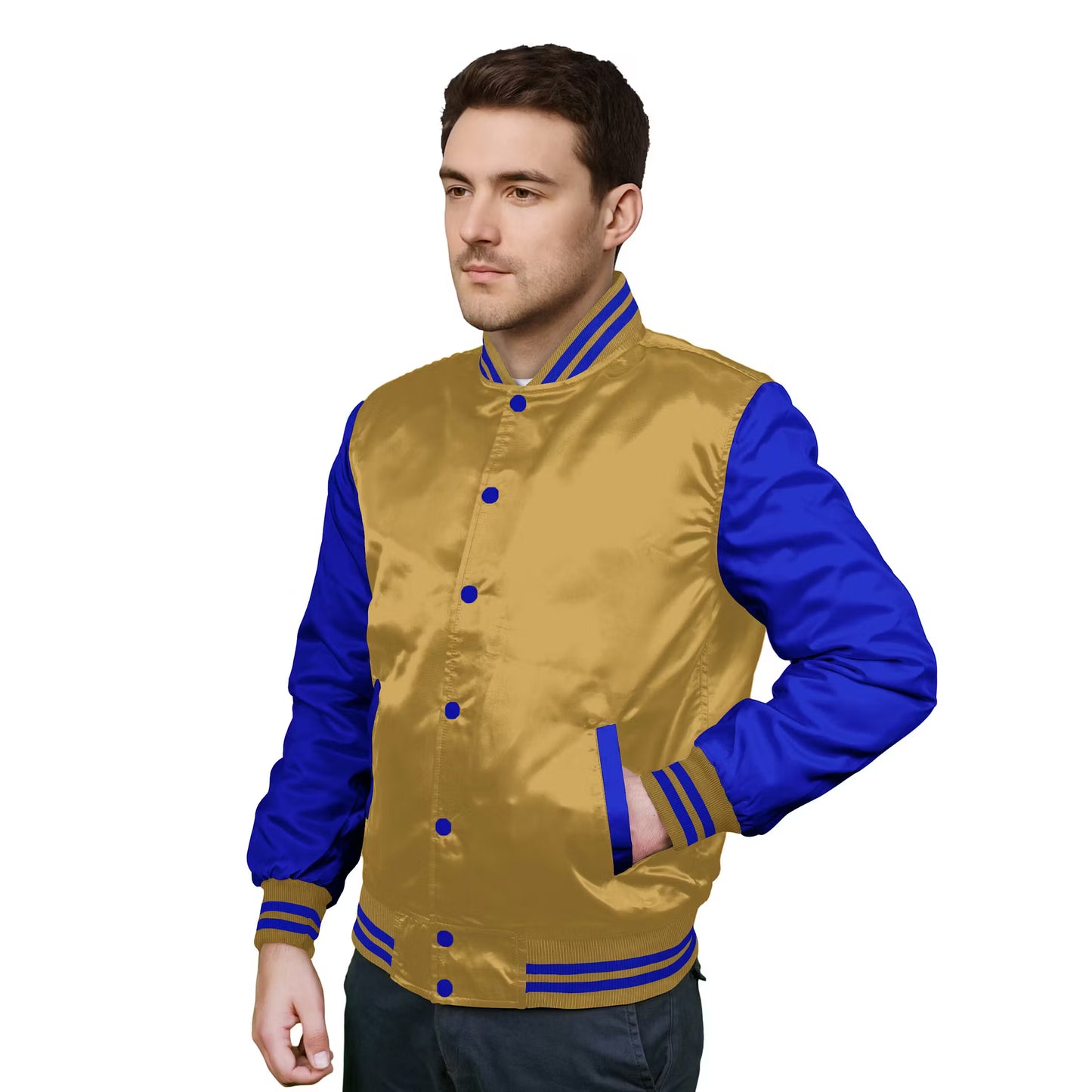 Royal Blue-Satin Sleeves & Satin Body