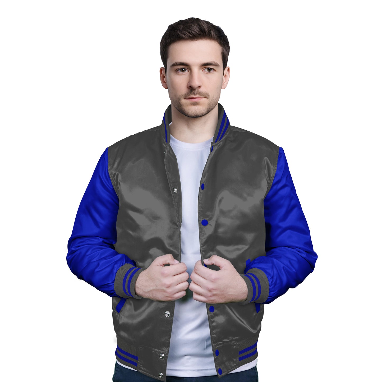 Royal Blue-Satin Sleeves & Satin Body