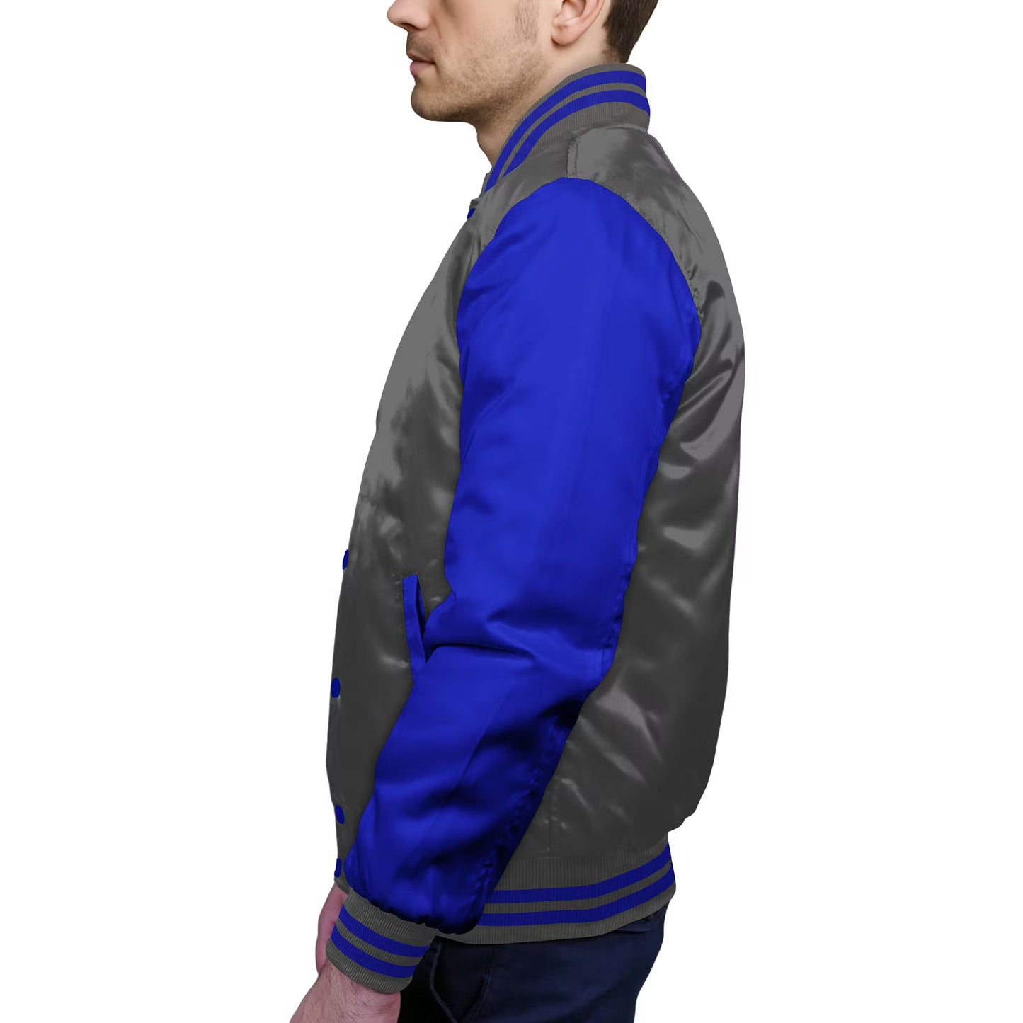 Royal Blue-Satin Sleeves & Satin Body