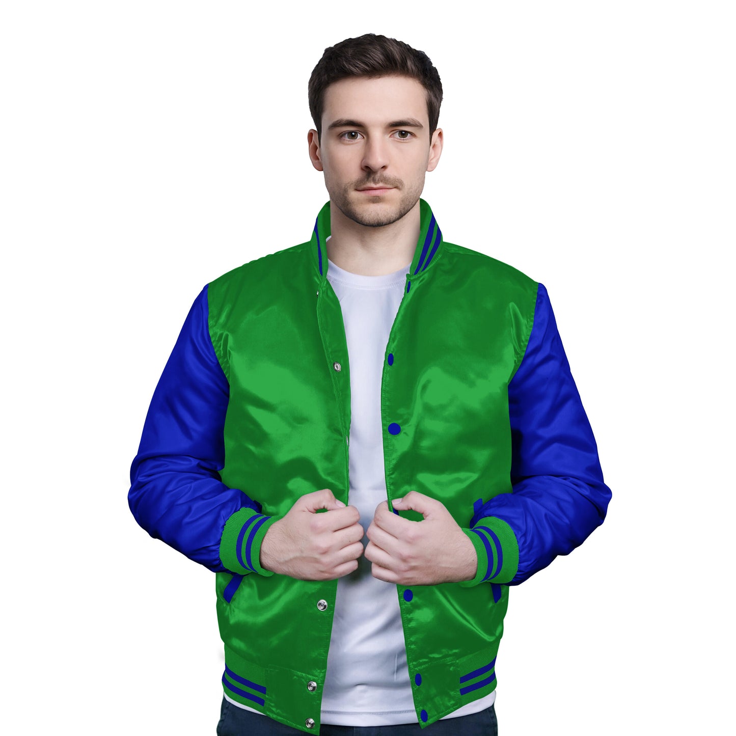 Royal Blue-Satin Sleeves & Satin Body