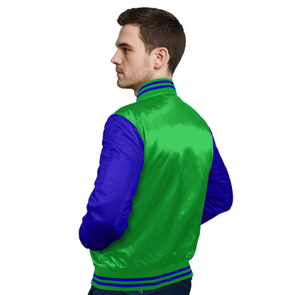 Royal Blue-Satin Sleeves & Satin Body