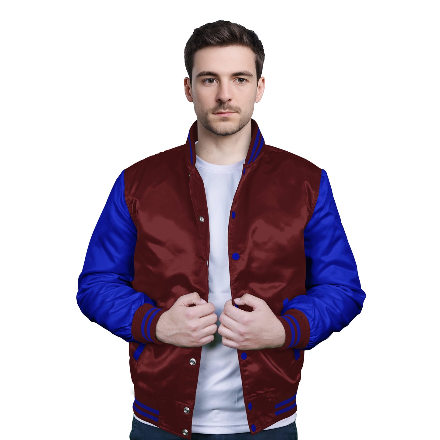 Royal Blue-Satin Sleeves & Satin Body