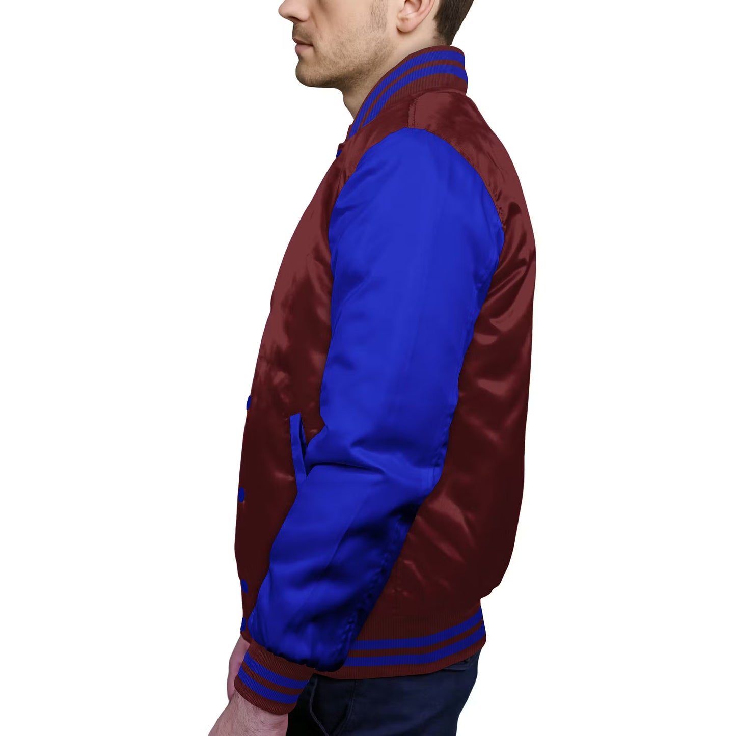 Royal Blue-Satin Sleeves & Satin Body