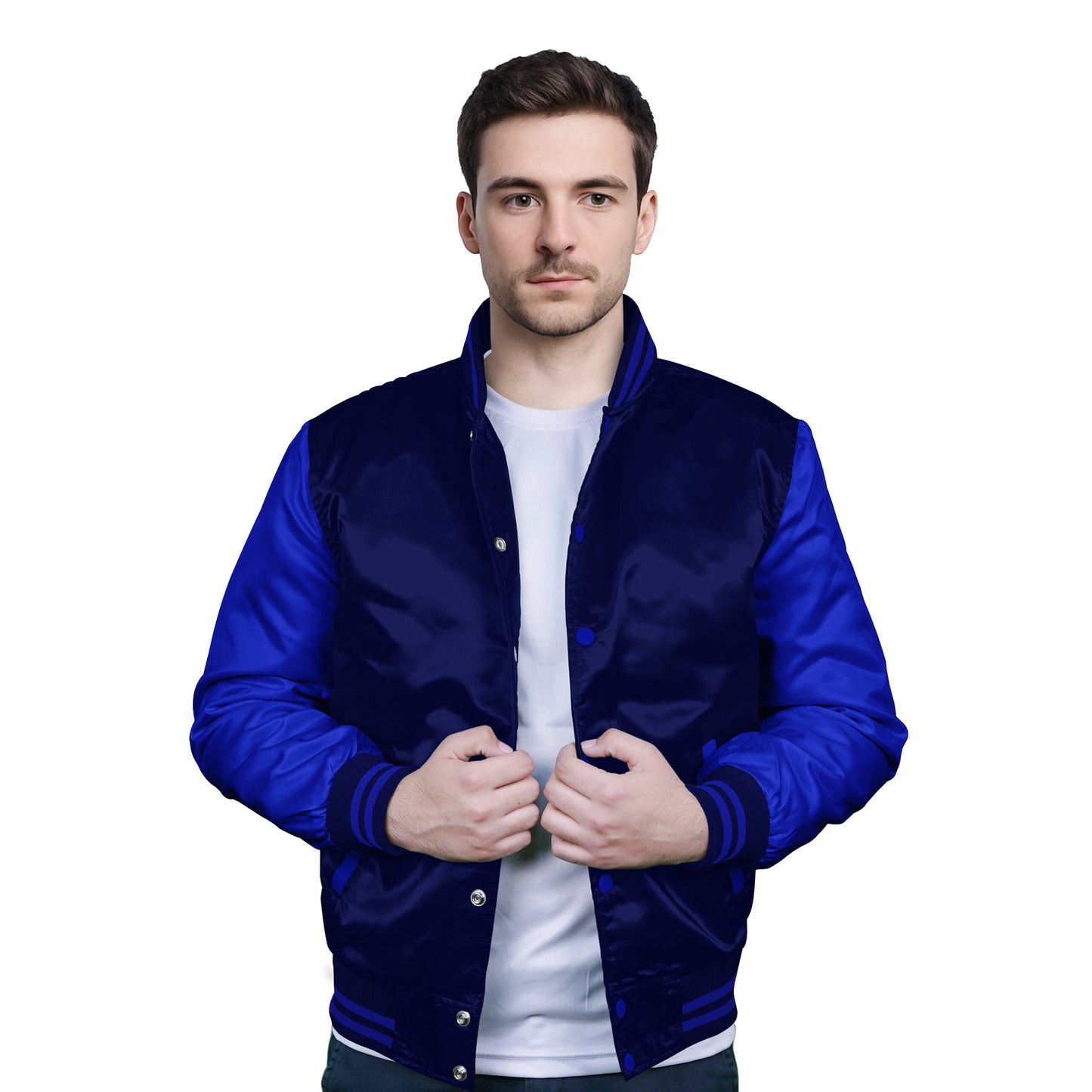 Royal Blue-Satin Sleeves & Satin Body