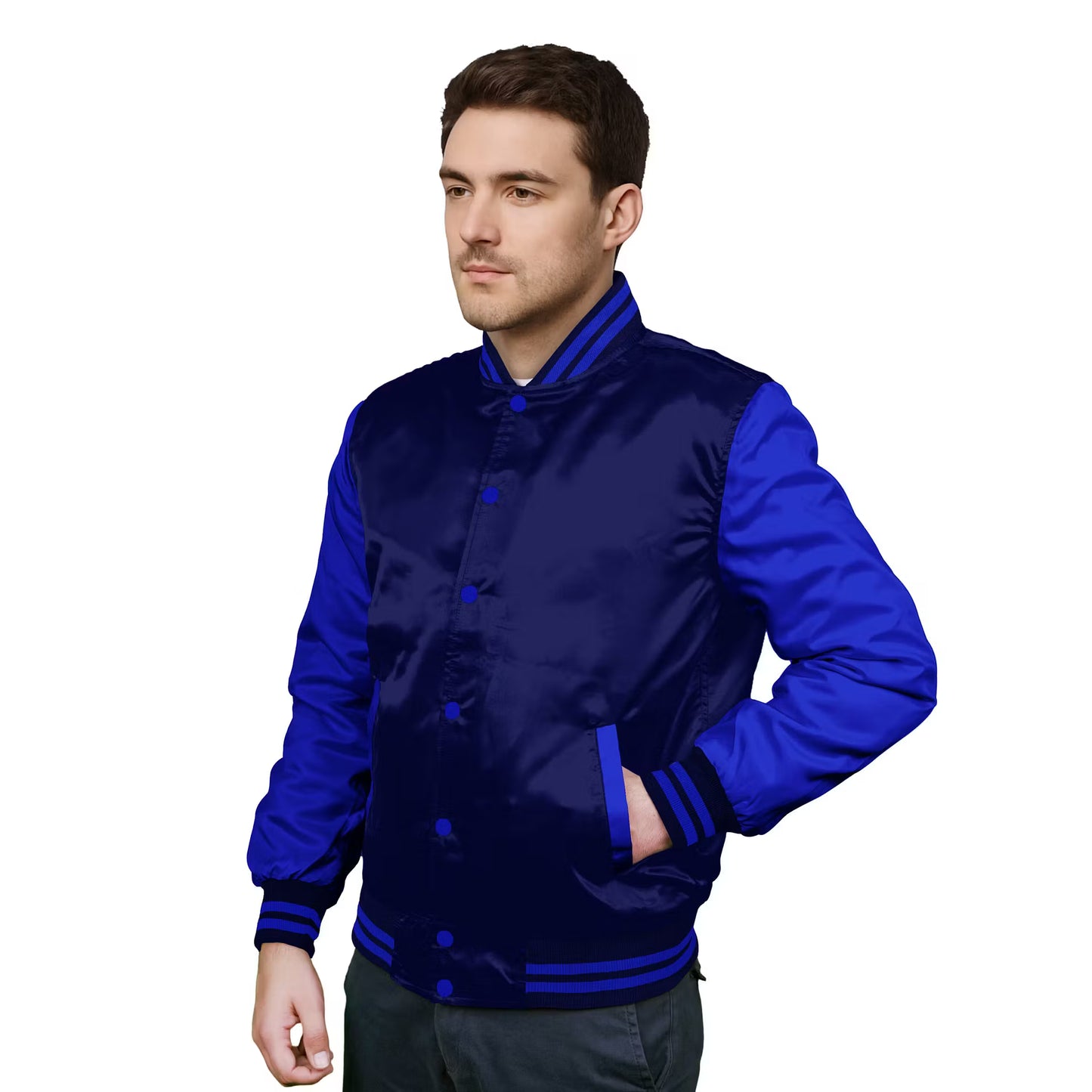 Royal Blue-Satin Sleeves & Satin Body