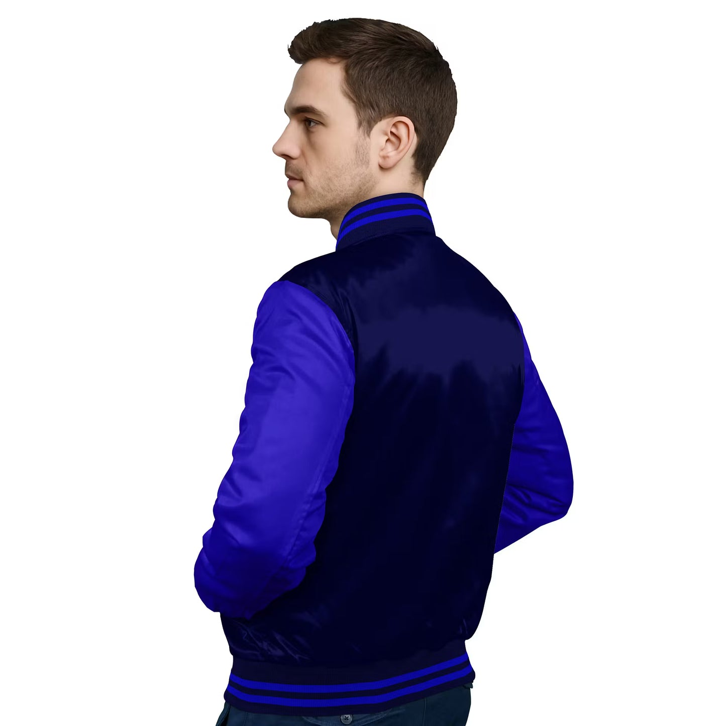 Royal Blue-Satin Sleeves & Satin Body