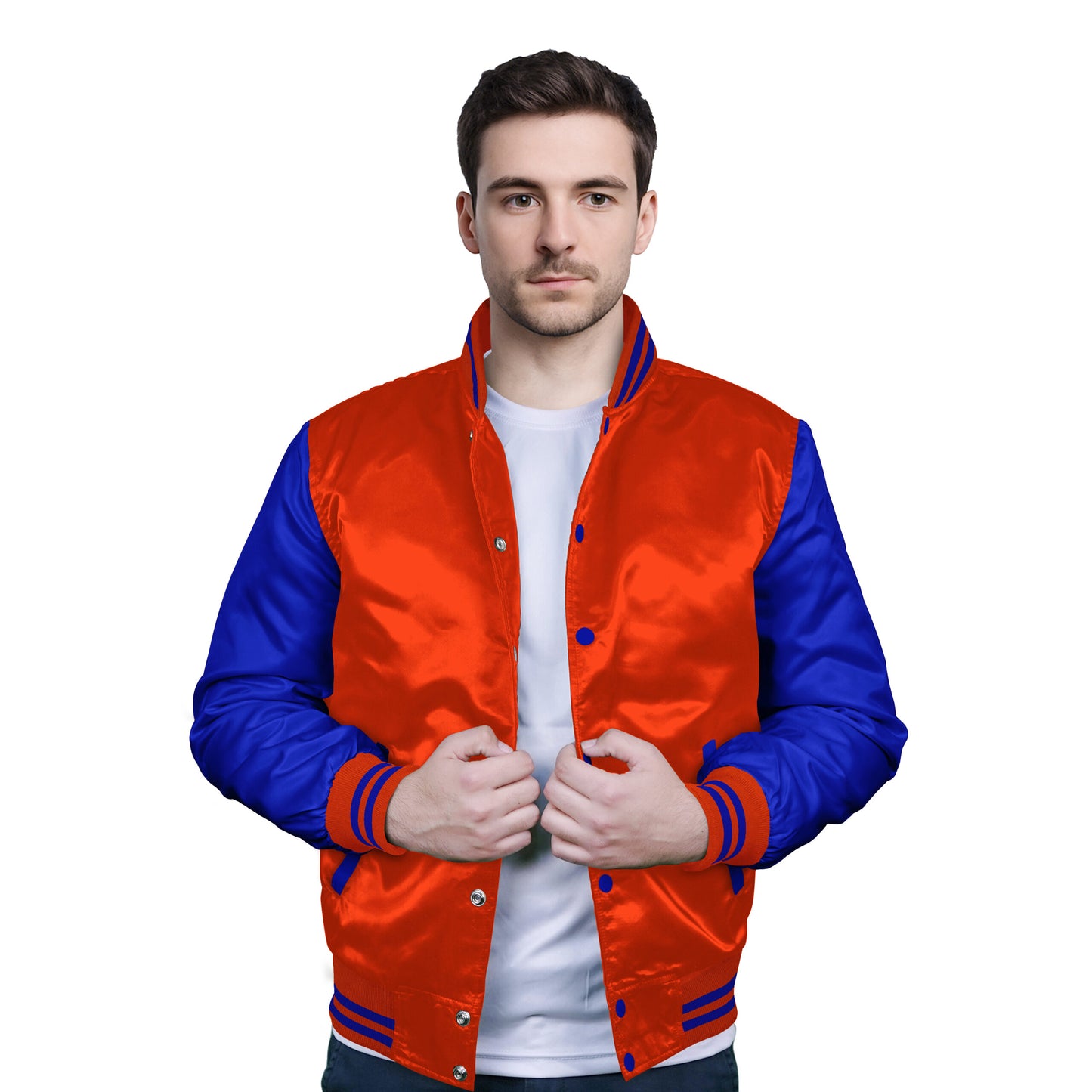 Royal Blue-Satin Sleeves & Satin Body