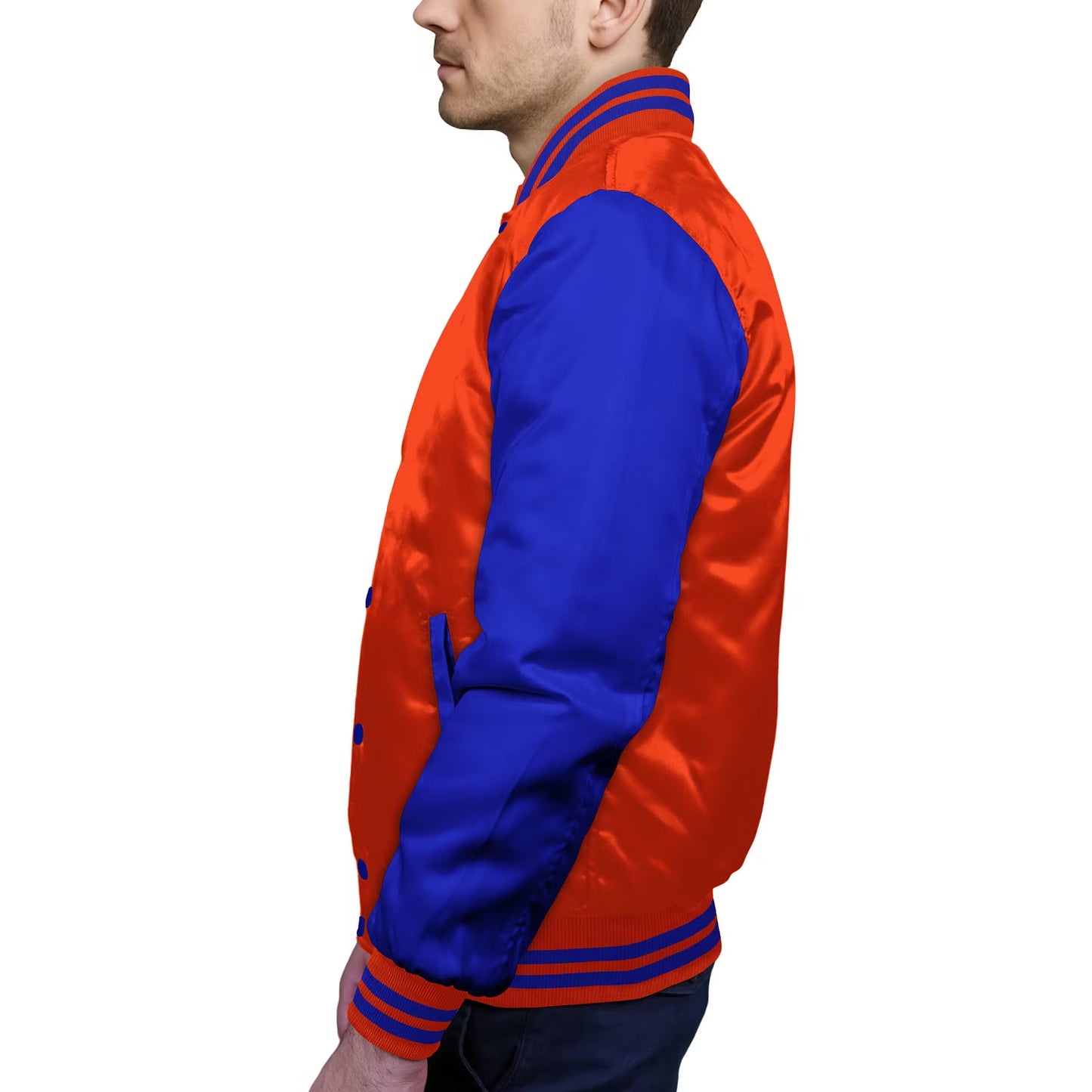 Royal Blue-Satin Sleeves & Satin Body