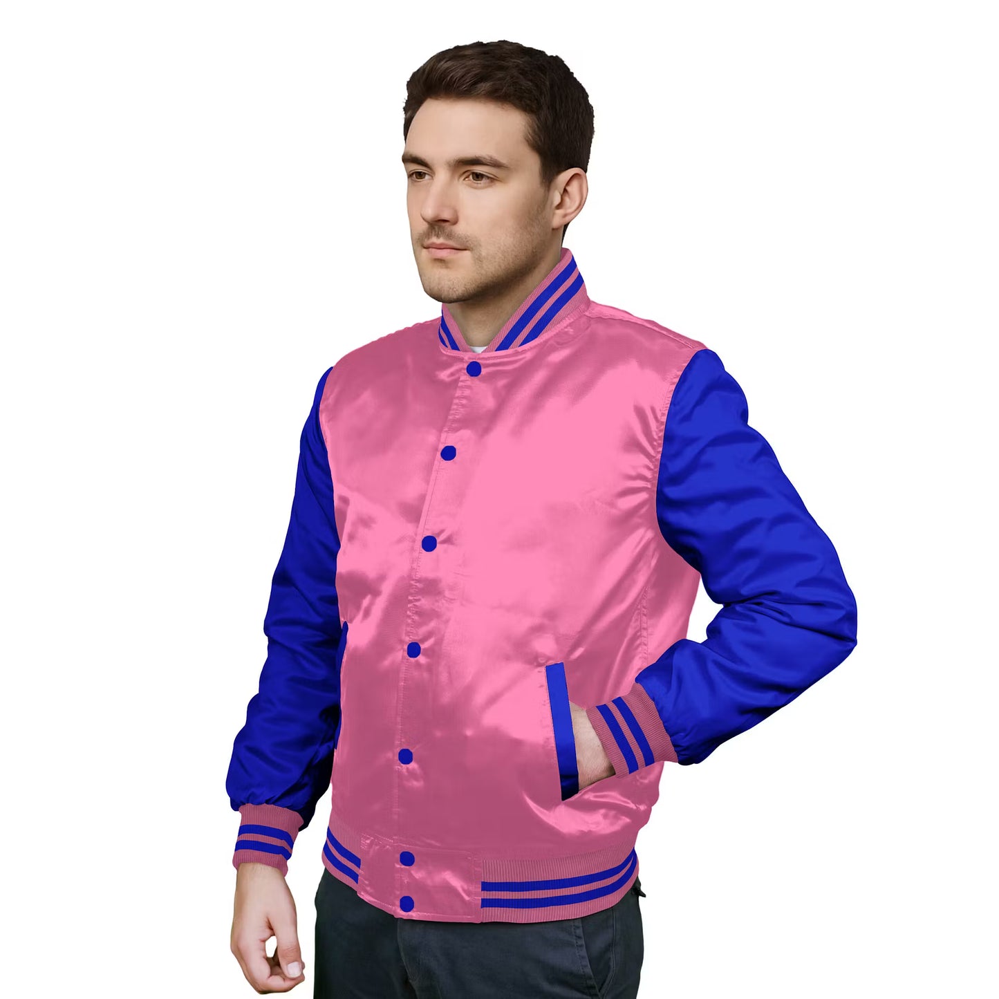 Royal Blue-Satin Sleeves & Satin Body