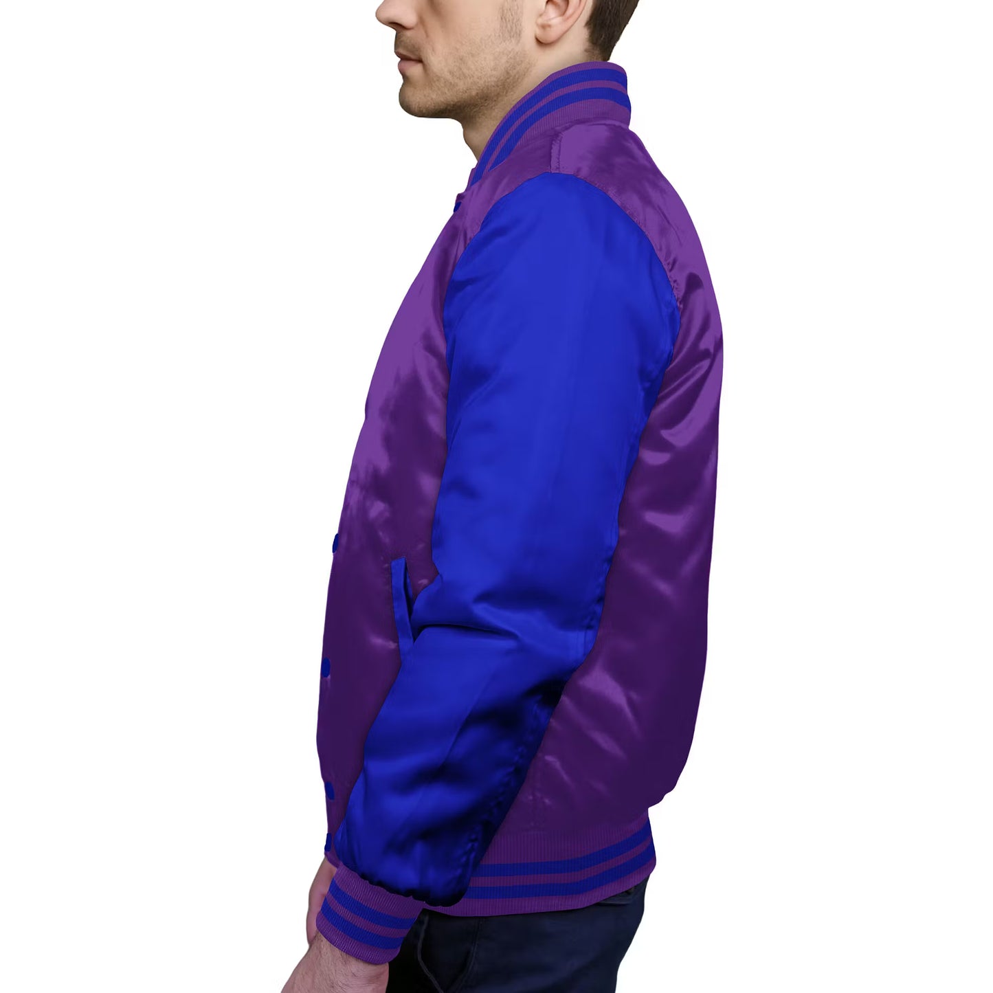 Royal Blue-Satin Sleeves & Satin Body