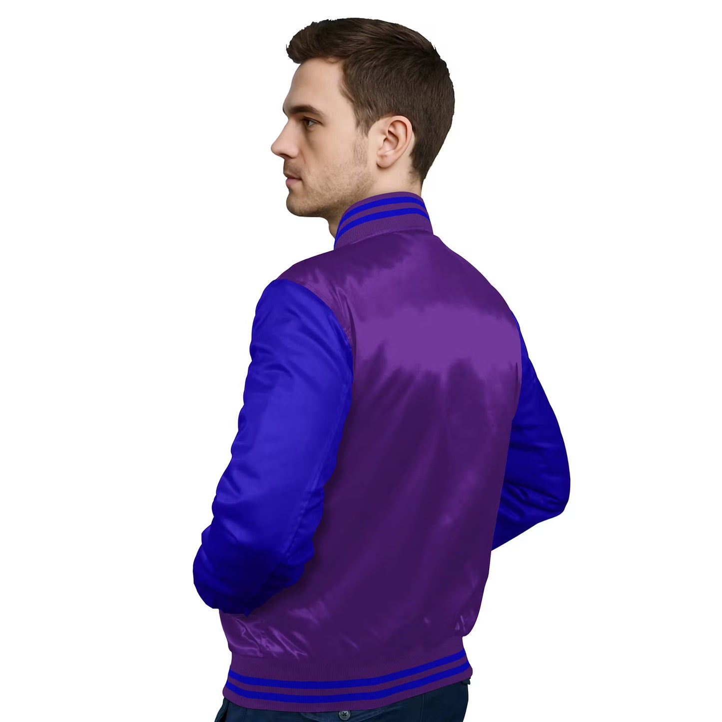 Royal Blue-Satin Sleeves & Satin Body