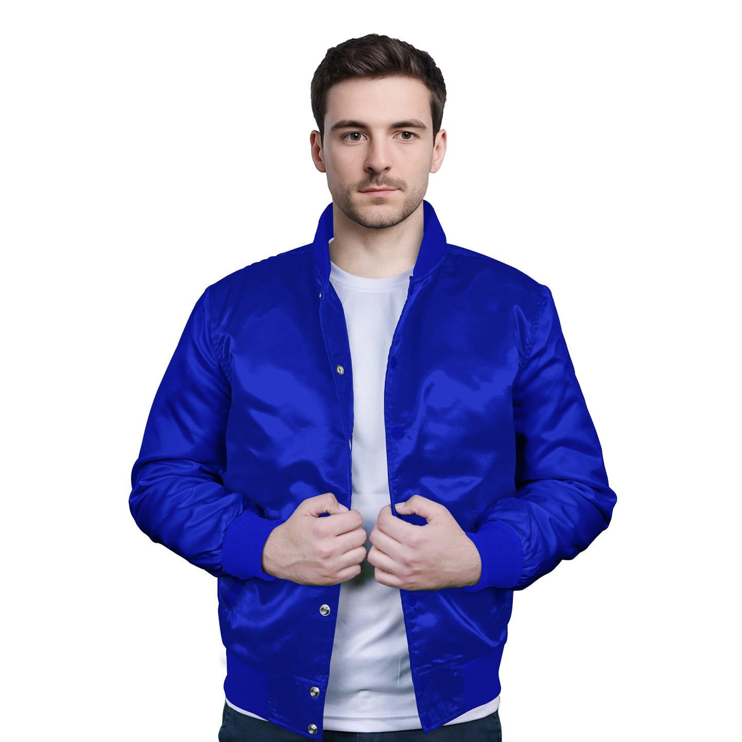 Royal Blue-Satin Sleeves & Satin Body