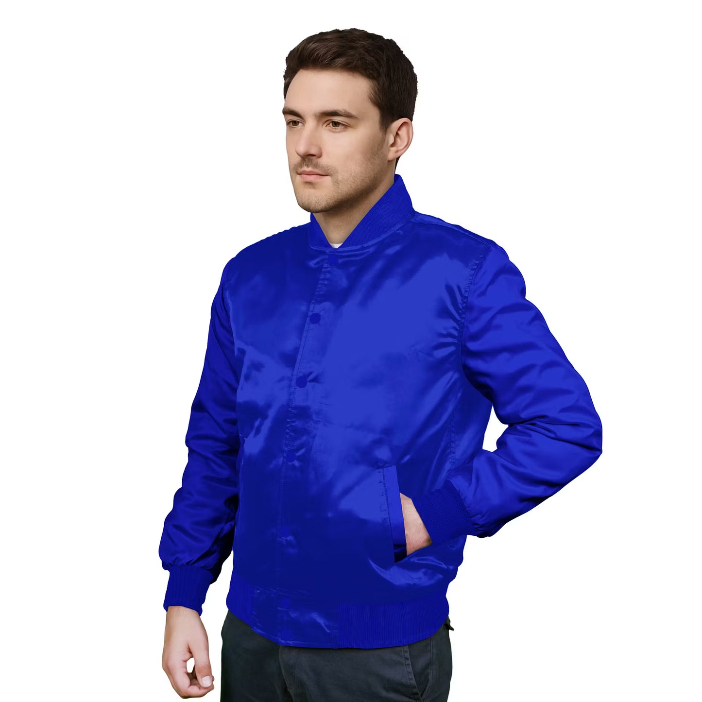 Royal Blue-Satin Sleeves & Satin Body