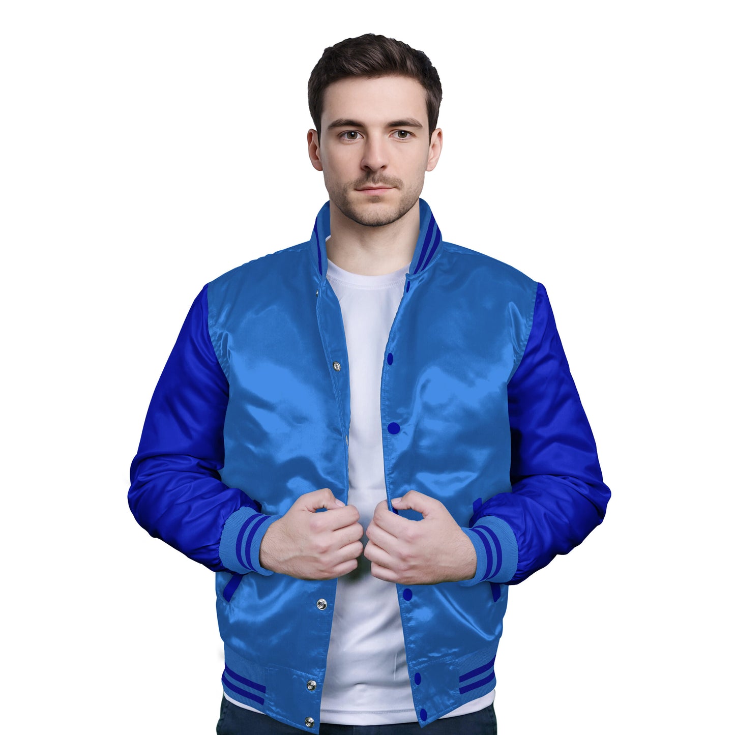 Royal Blue-Satin Sleeves & Satin Body