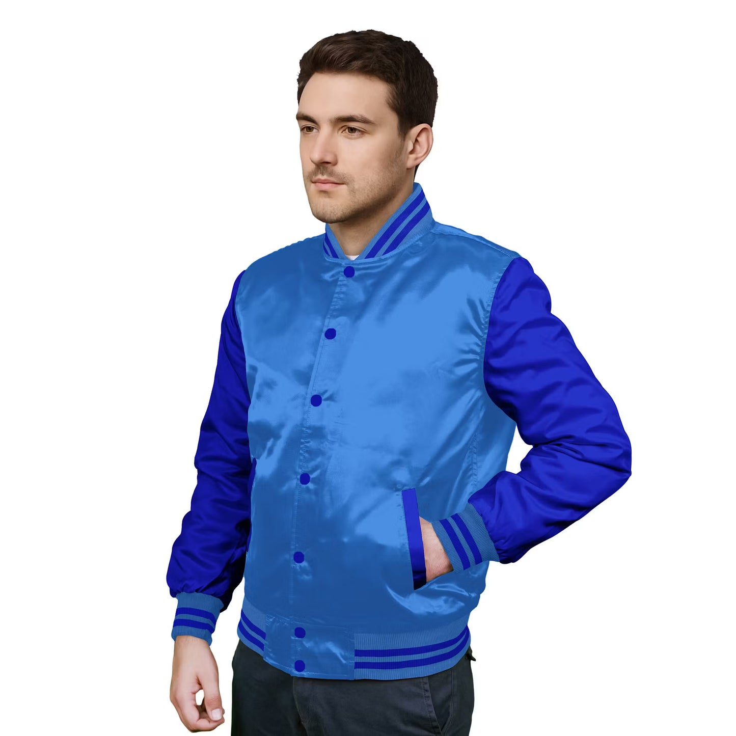 Royal Blue-Satin Sleeves & Satin Body