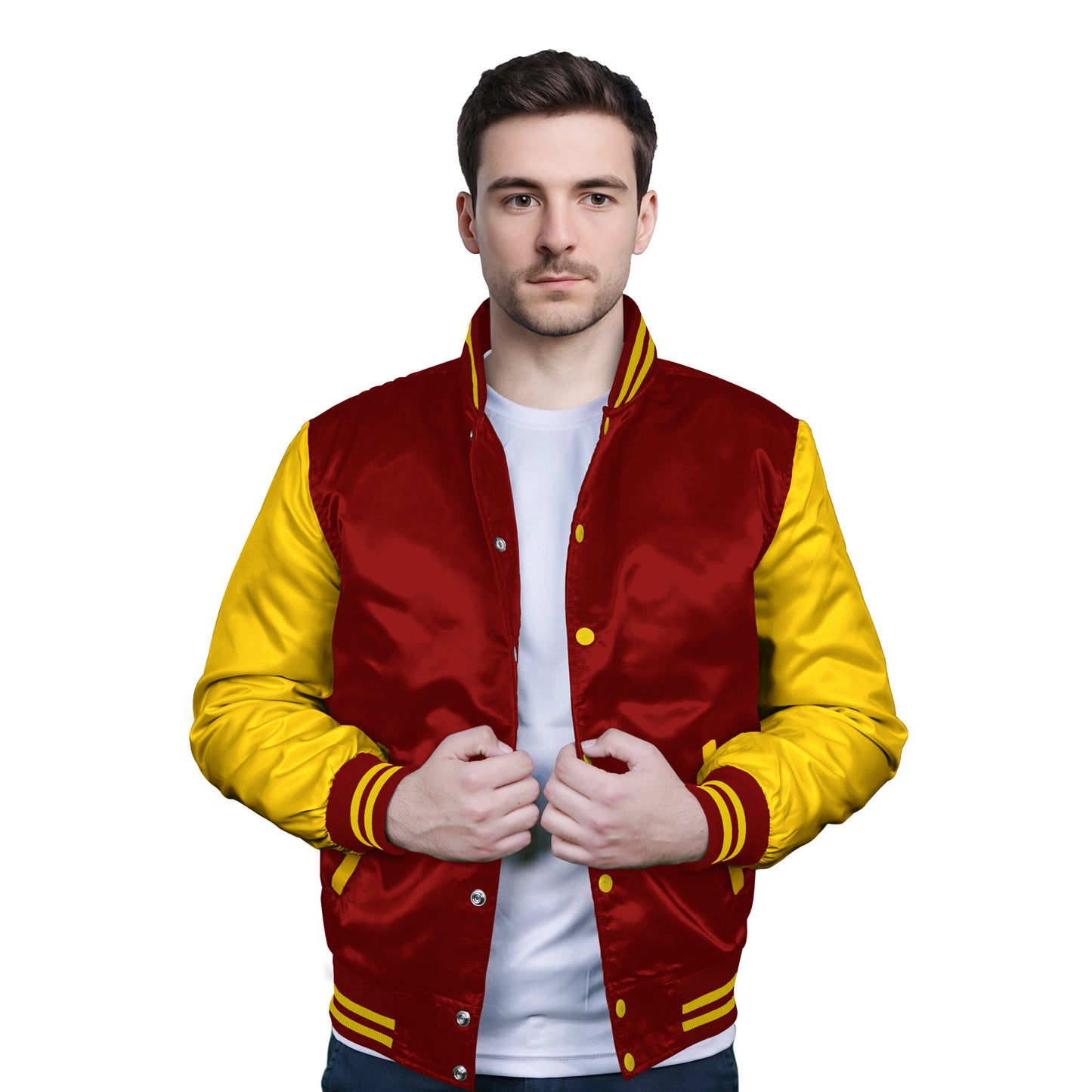 Yellow-Satin Sleeves & Satin Body