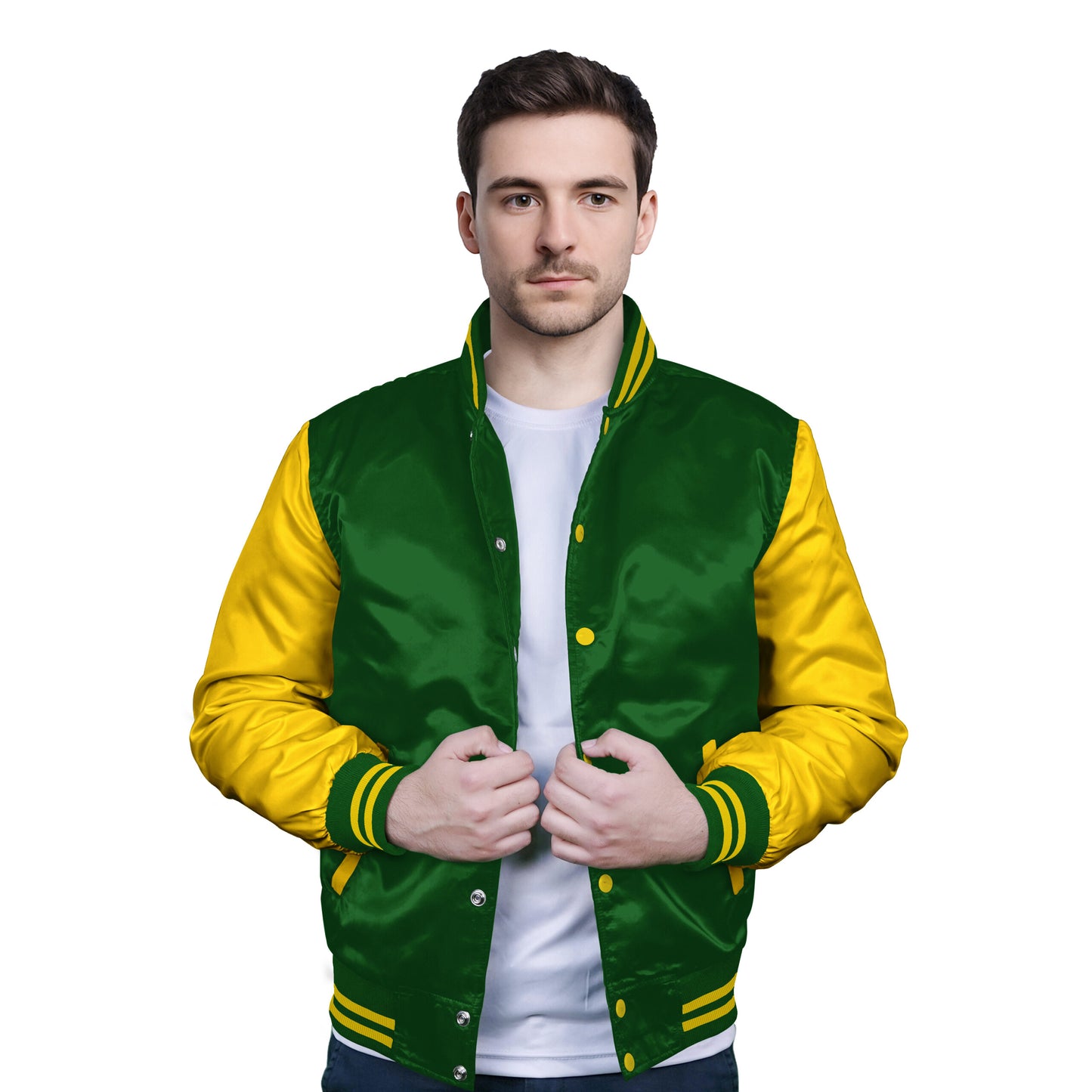 Yellow-Satin Sleeves & Satin Body