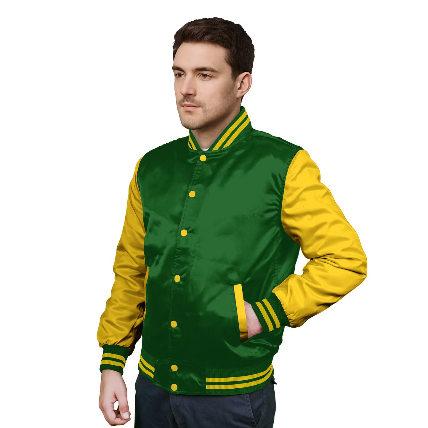 Yellow-Satin Sleeves & Satin Body