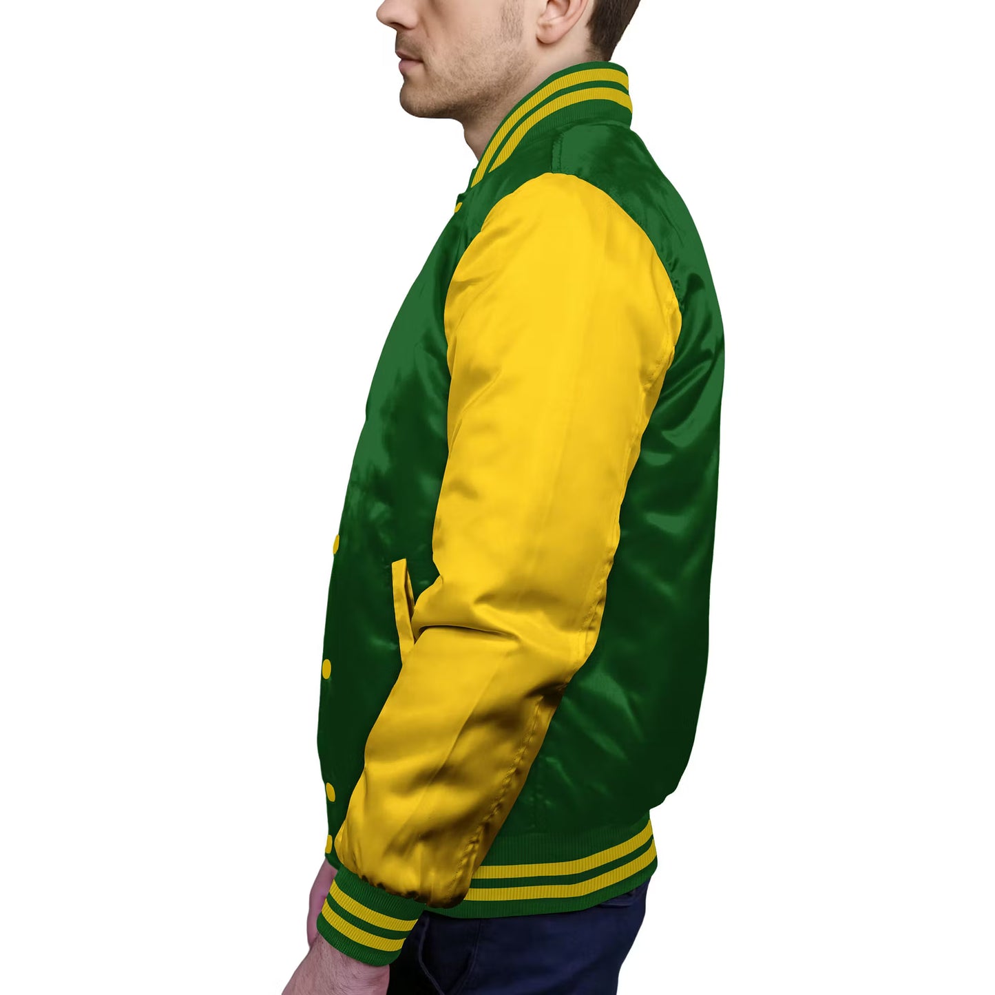 Yellow-Satin Sleeves & Satin Body