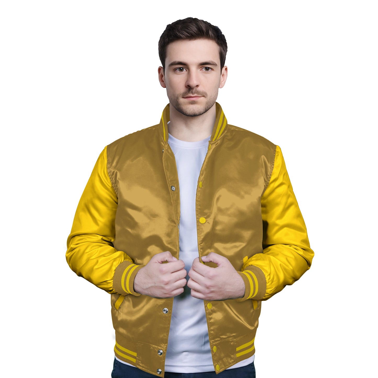 Yellow-Satin Sleeves & Satin Body