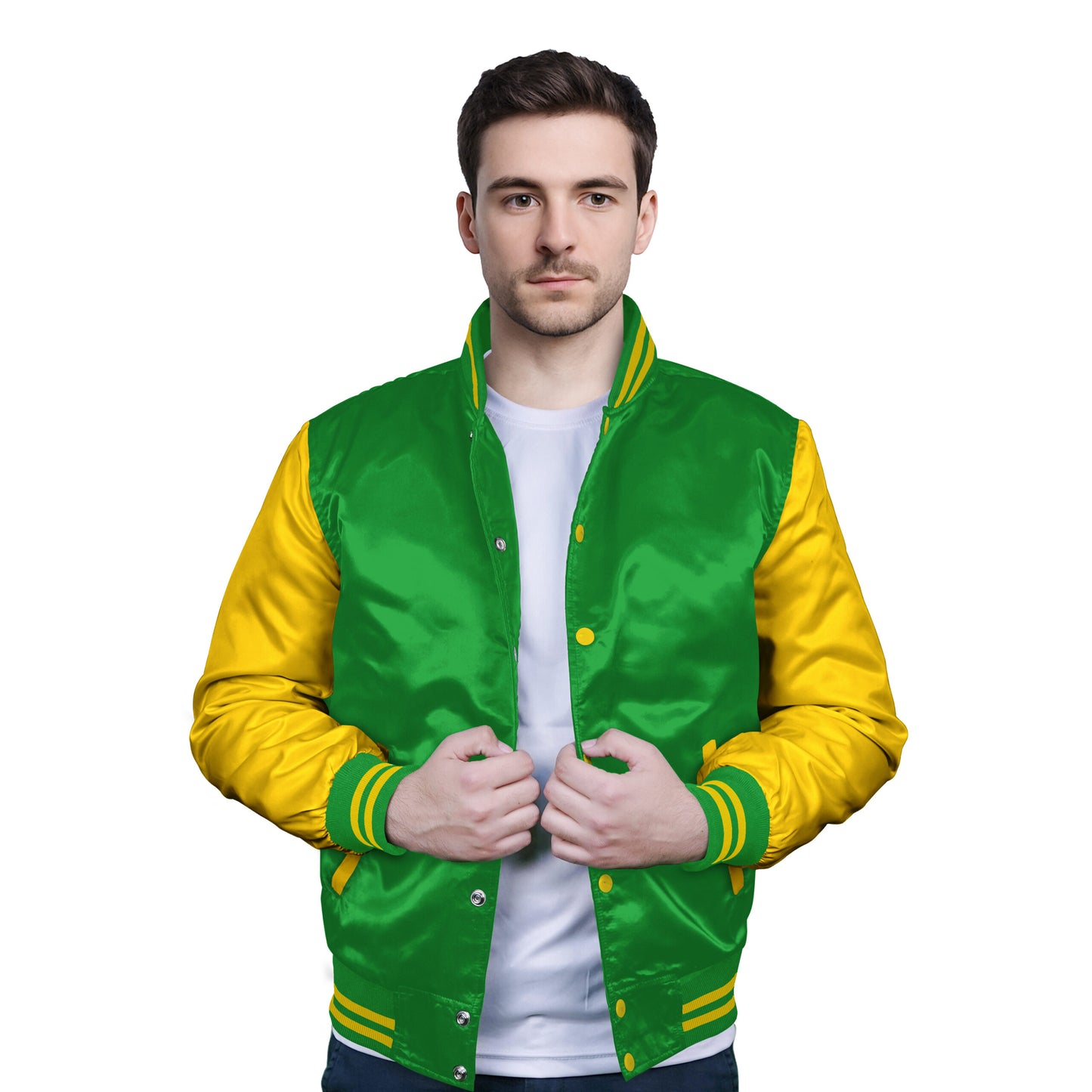 Yellow-Satin Sleeves & Satin Body