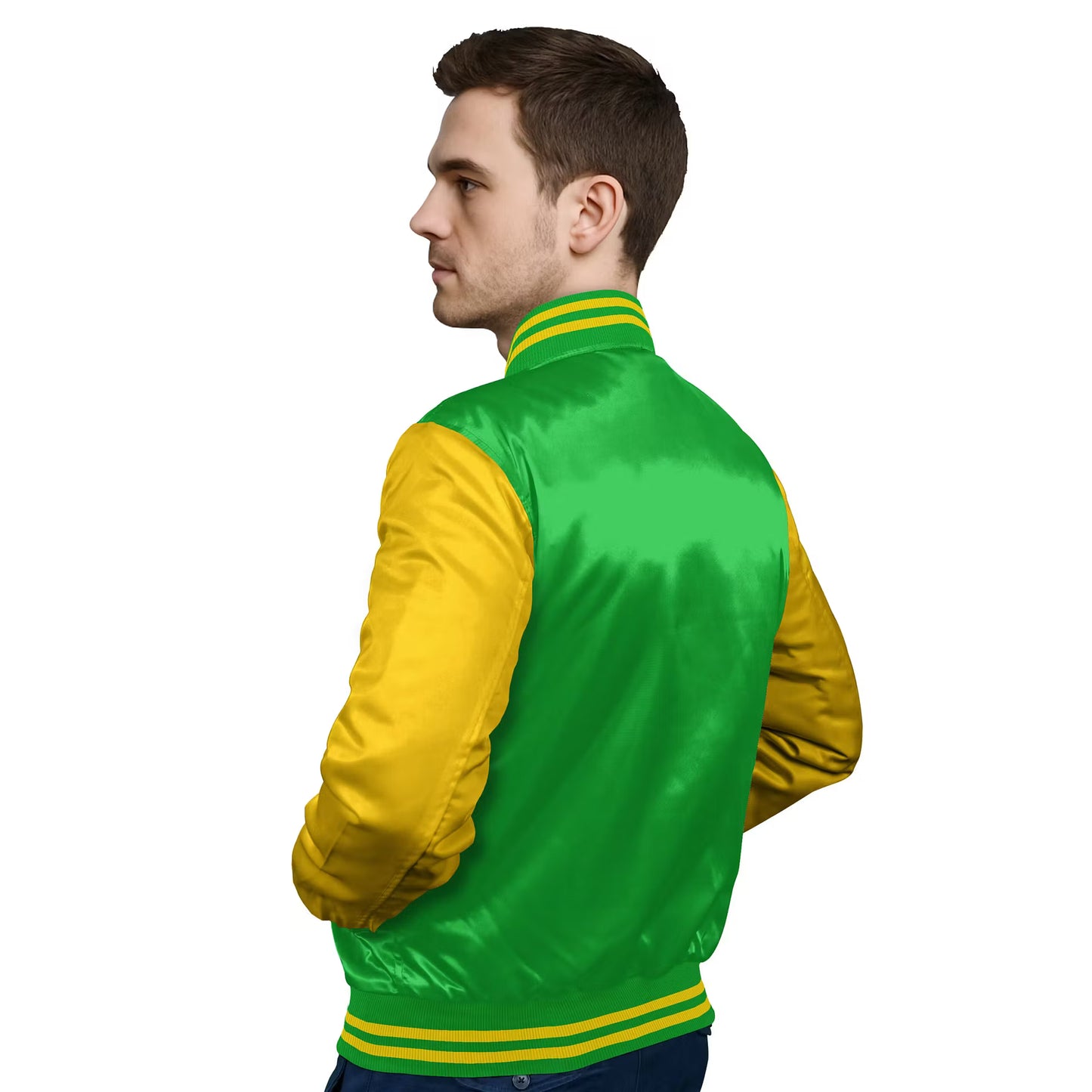 Yellow-Satin Sleeves & Satin Body