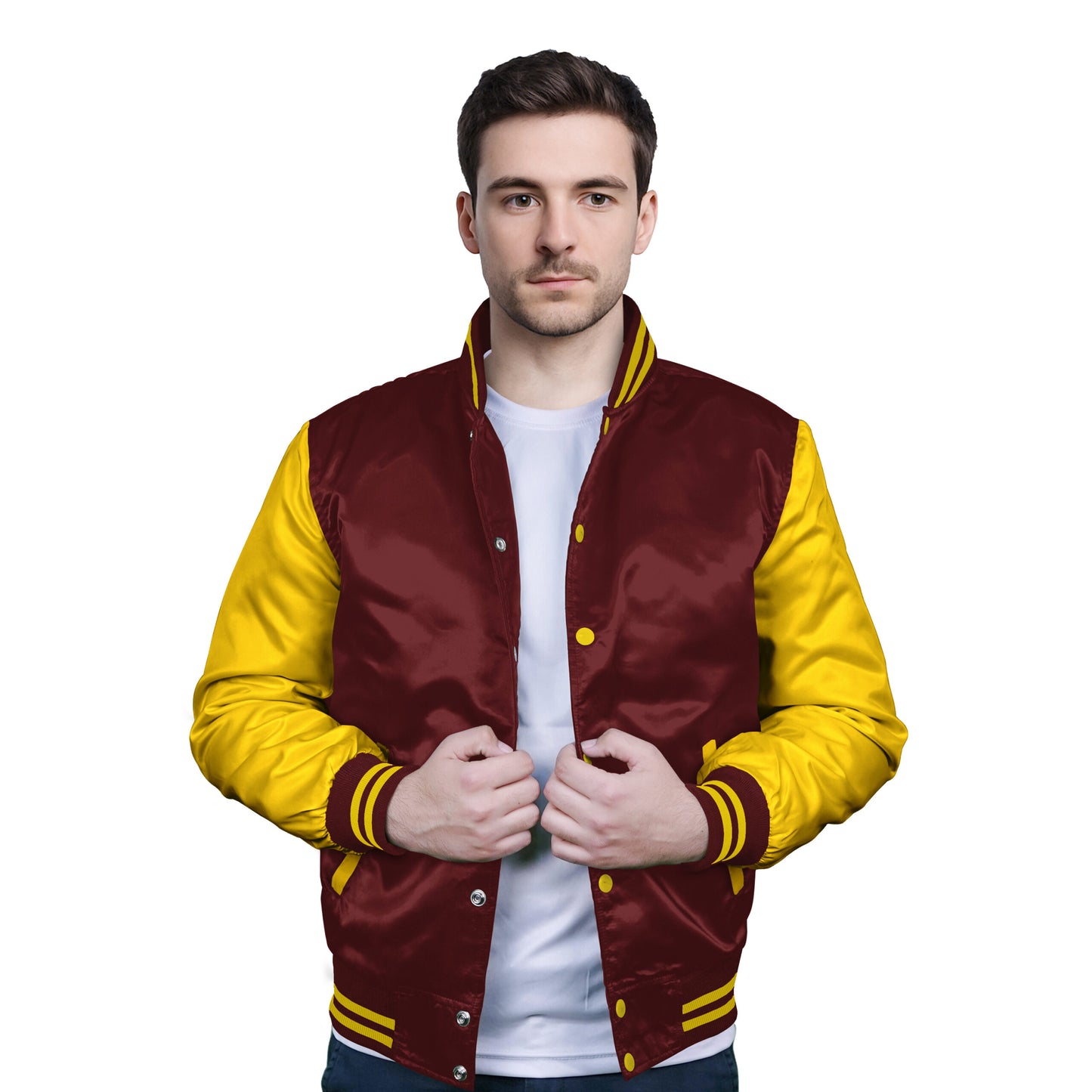 Yellow-Satin Sleeves & Satin Body