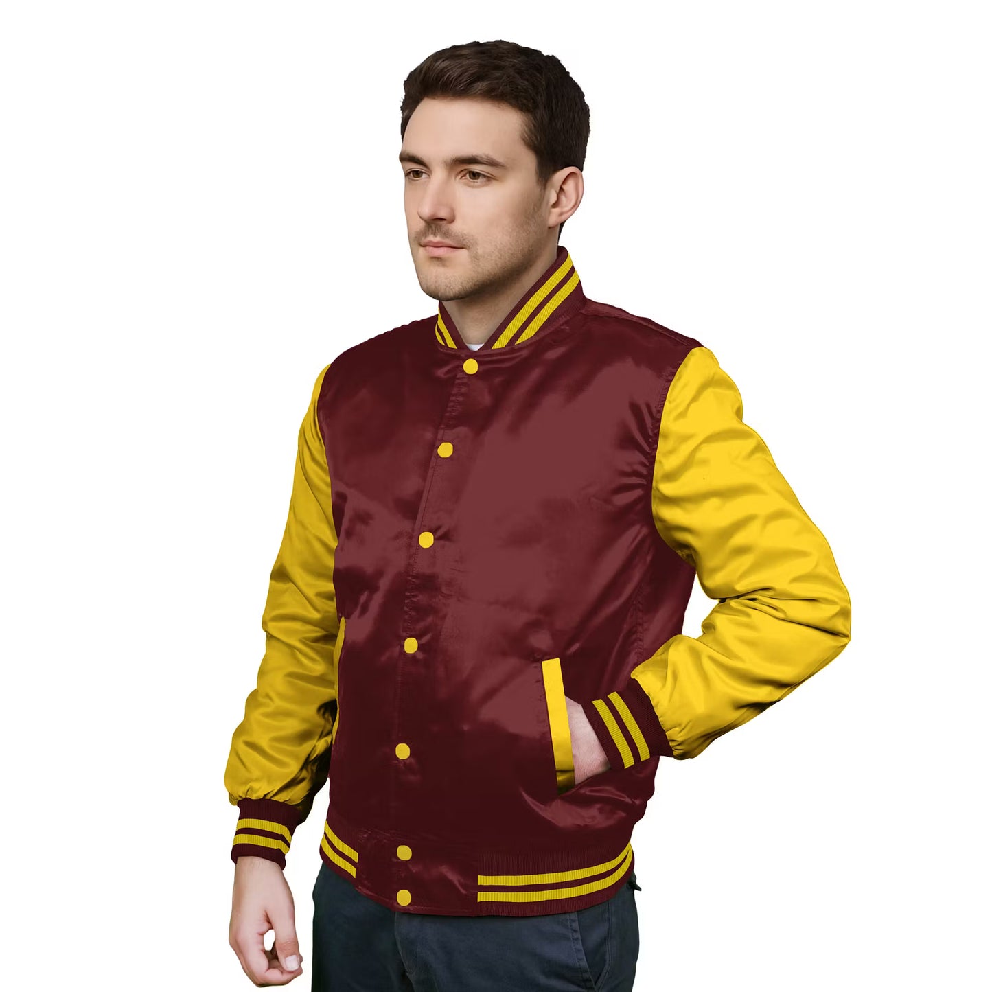 Yellow-Satin Sleeves & Satin Body