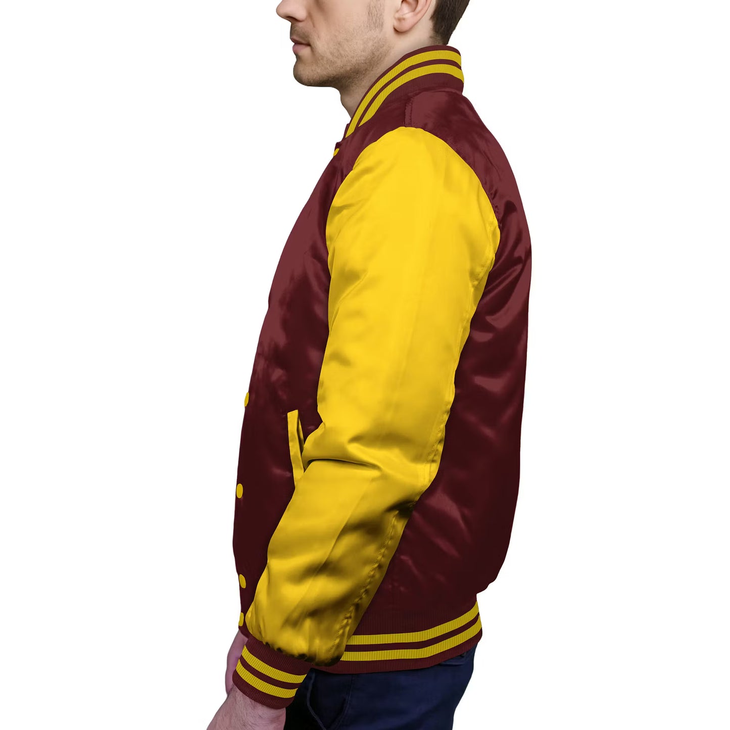 Yellow-Satin Sleeves & Satin Body