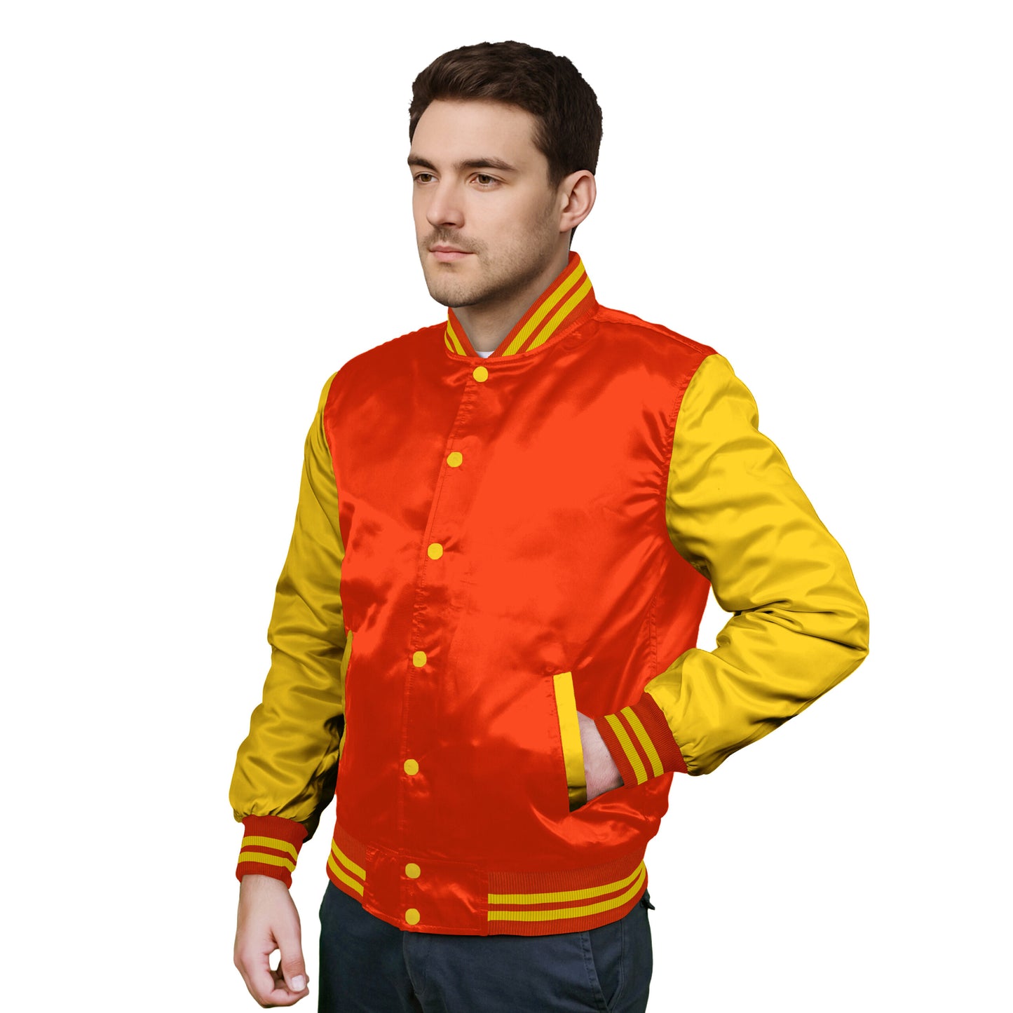 Yellow-Satin Sleeves & Satin Body