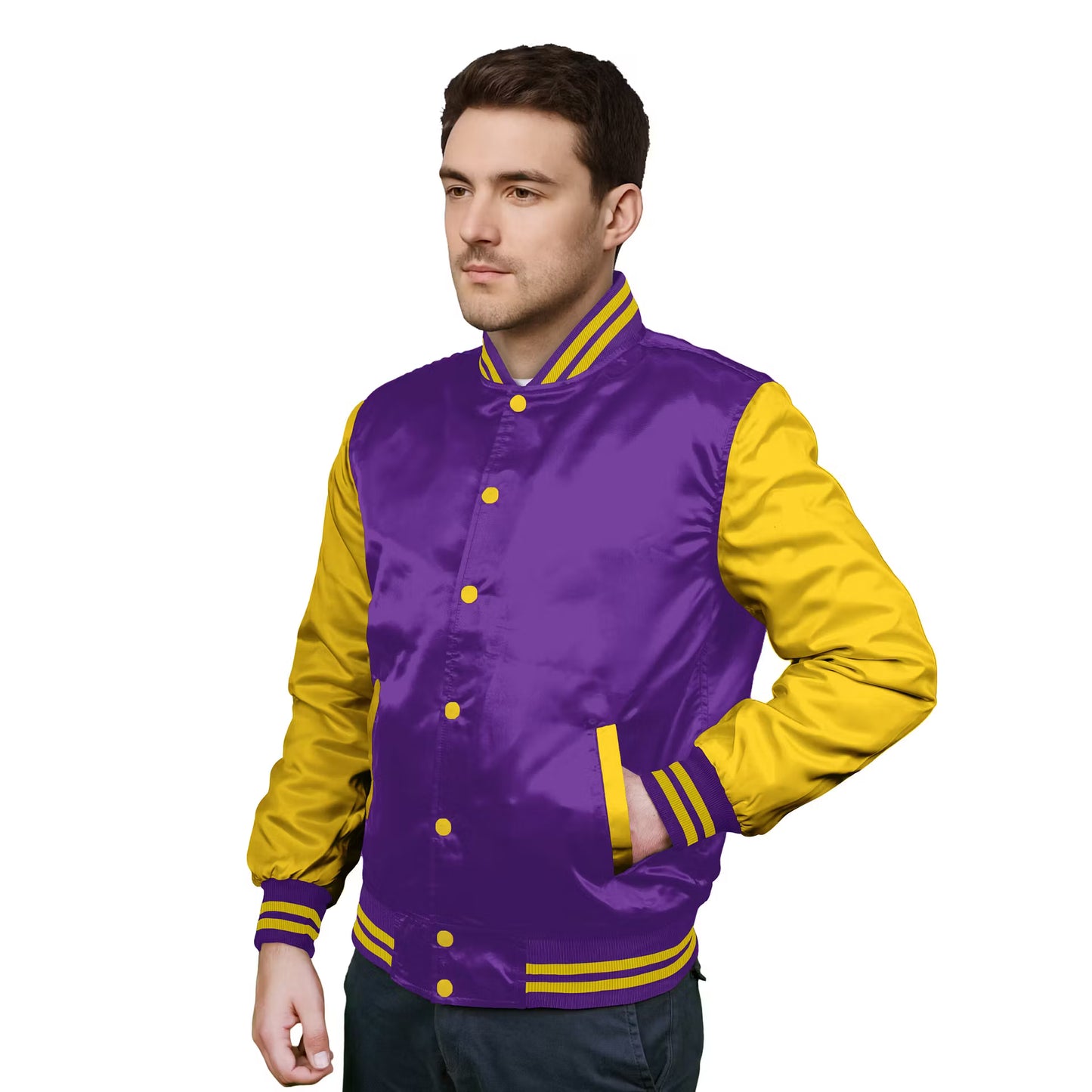 Yellow-Satin Sleeves & Satin Body