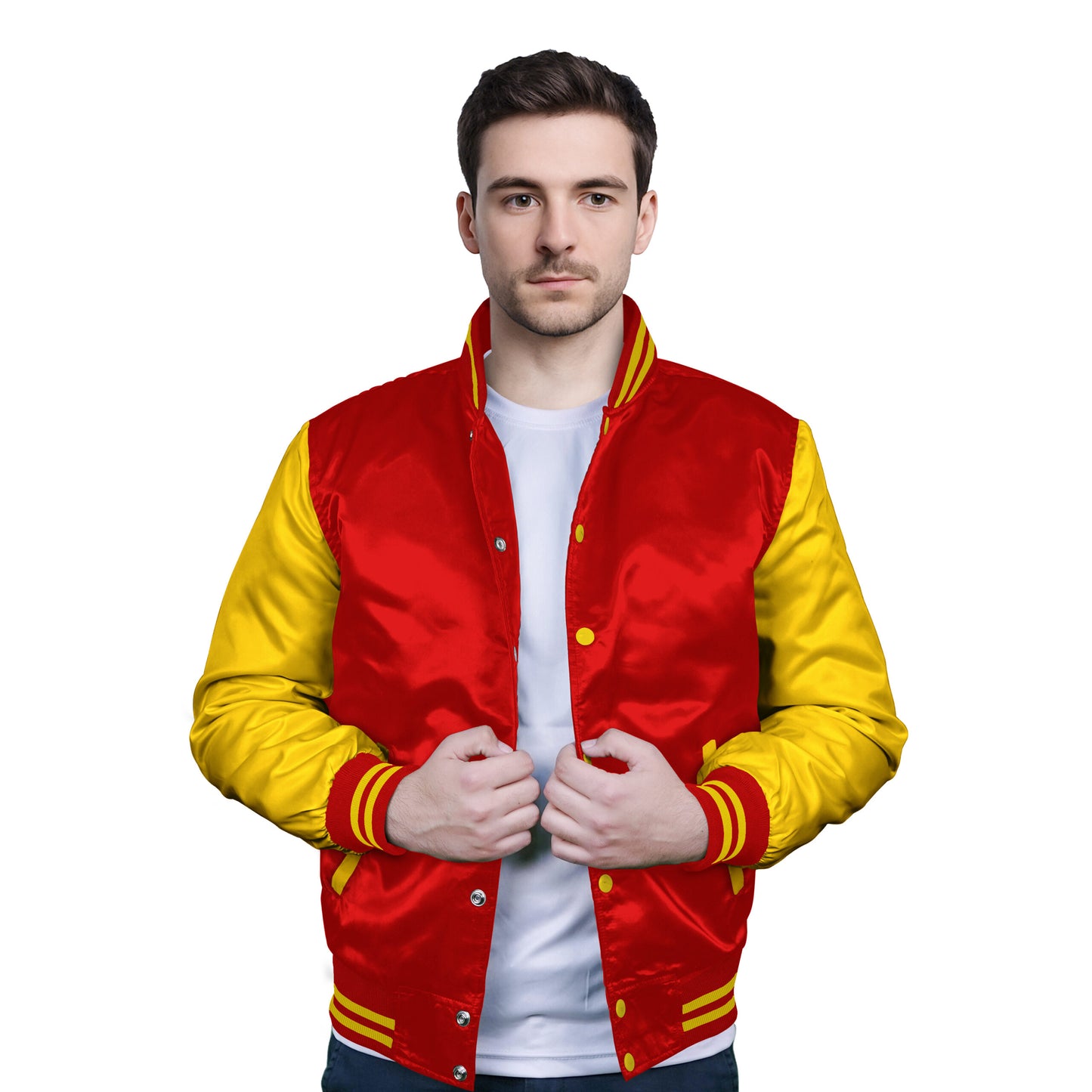 Yellow-Satin Sleeves & Satin Body