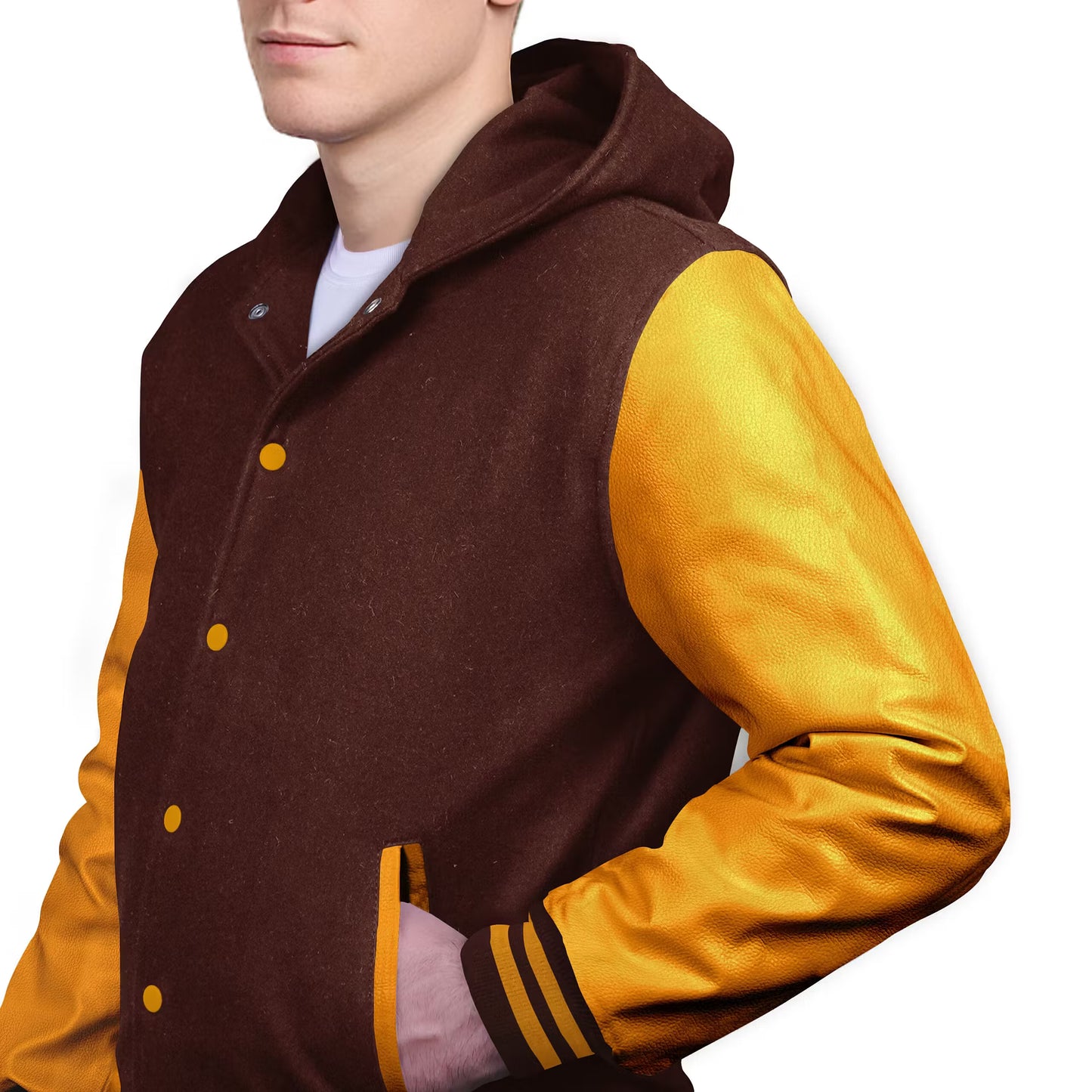 Yellow-Leather Sleeves & Wool Body (Hoodie)