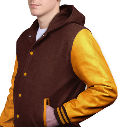 Yellow-Leather Sleeves & Wool Body (Hoodie)