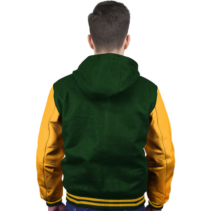 Yellow-Leather Sleeves & Wool Body (Hoodie)