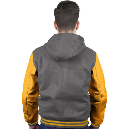 Yellow-Leather Sleeves & Wool Body (Hoodie)