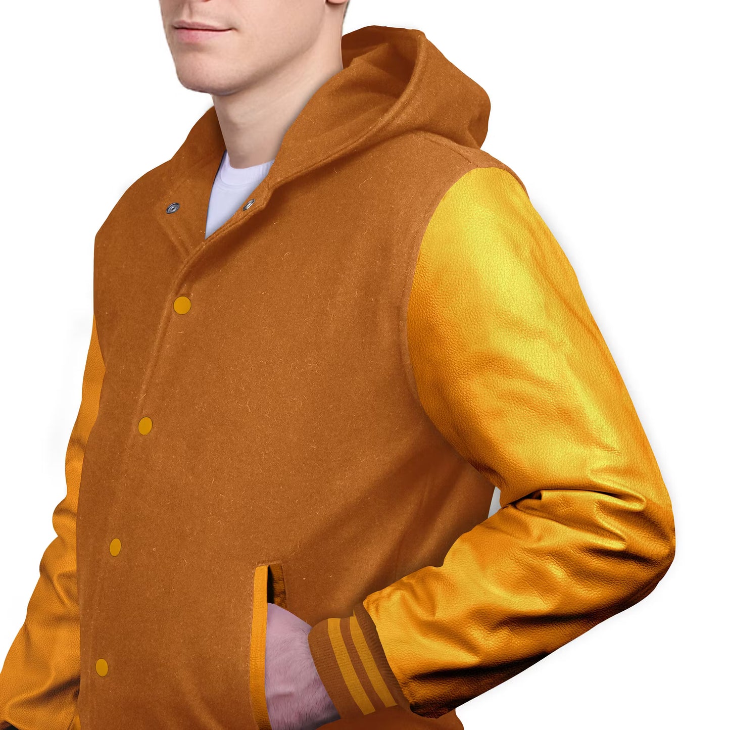 Yellow-Leather Sleeves & Wool Body (Hoodie)