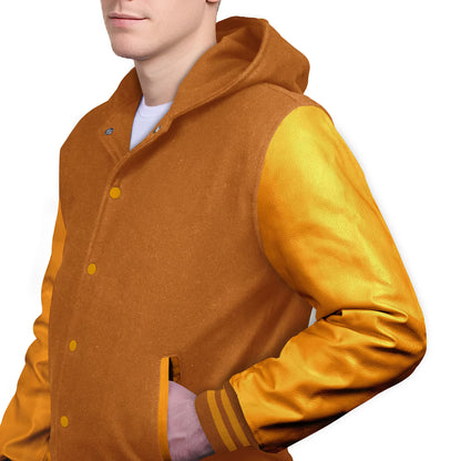 Yellow-Leather Sleeves & Wool Body (Hoodie)