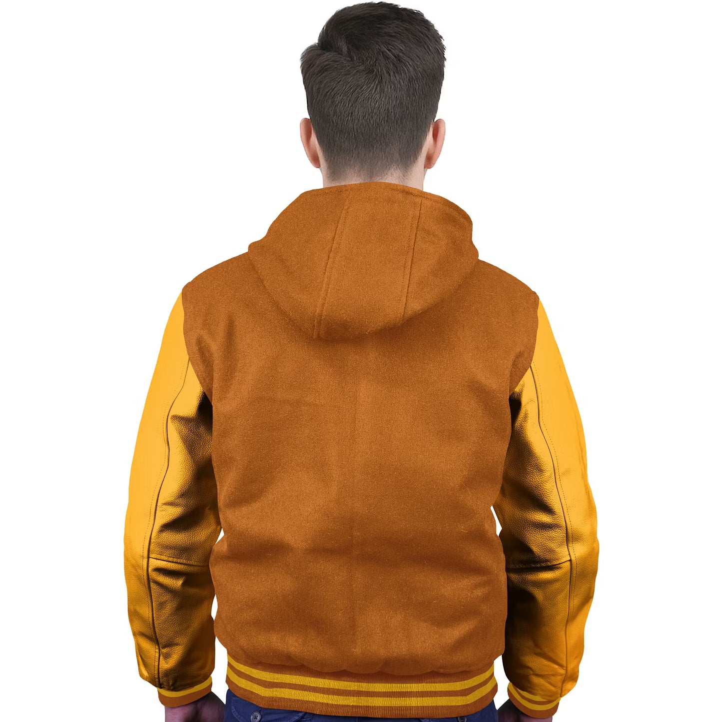 Yellow-Leather Sleeves & Wool Body (Hoodie)