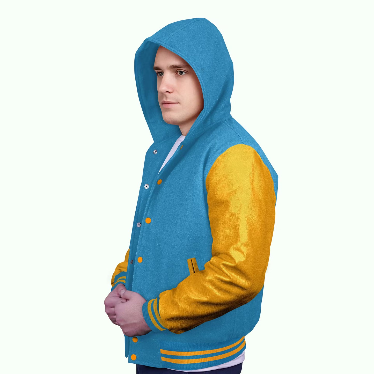 Yellow-Leather Sleeves & Wool Body (Hoodie)