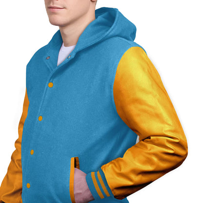 Yellow-Leather Sleeves & Wool Body (Hoodie)