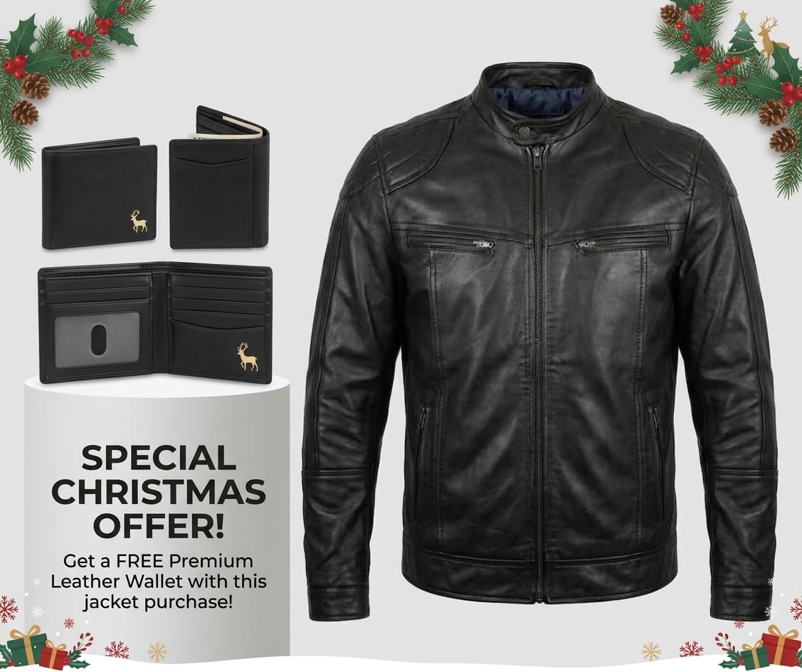 Premium Leather Jacket with Free Wallet Bundle
