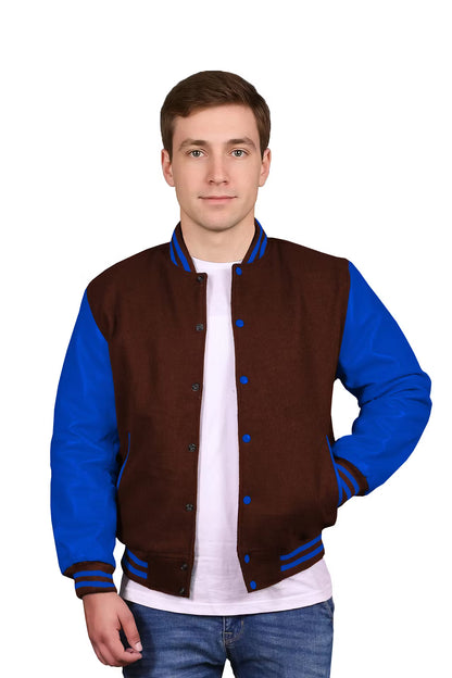 Royal Blue-Leather Sleeves & Wool Body