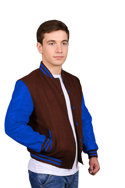 Royal Blue-Leather Sleeves & Wool Body