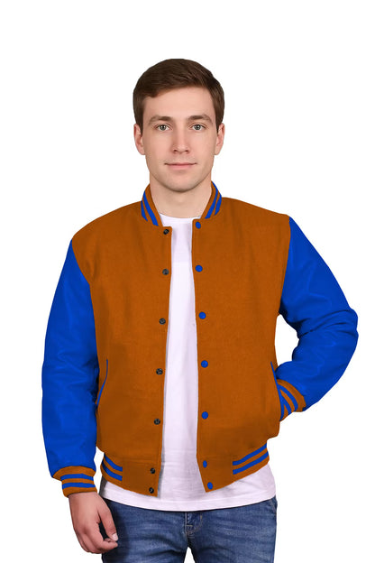 Royal Blue-Leather Sleeves & Wool Body