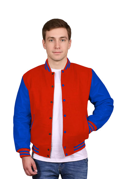 Royal Blue-Leather Sleeves & Wool Body