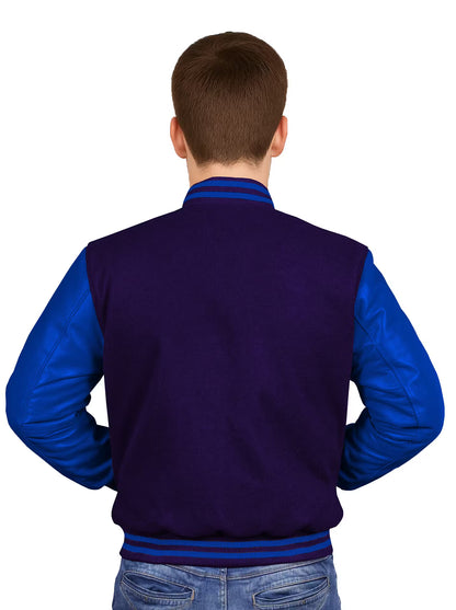 Royal Blue-Leather Sleeves & Wool Body