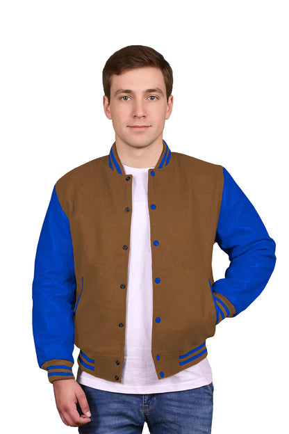 Royal Blue-Leather Sleeves & Wool Body