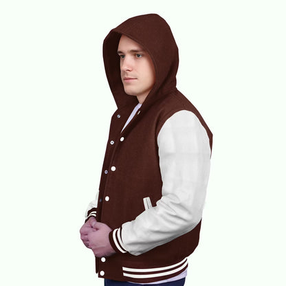 White-Leather Sleeves & Wool Body (Hoodie)