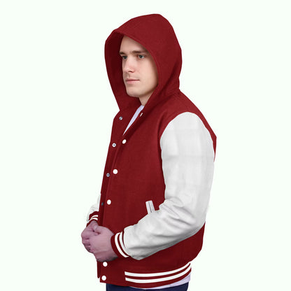 White-Leather Sleeves & Wool Body (Hoodie)